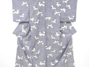 リサイクル　抽象模様織り出し手織り節紬着物